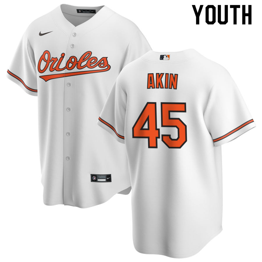 Nike Youth #45 Keegan Akin Baltimore Orioles Baseball Jerseys Sale-White
